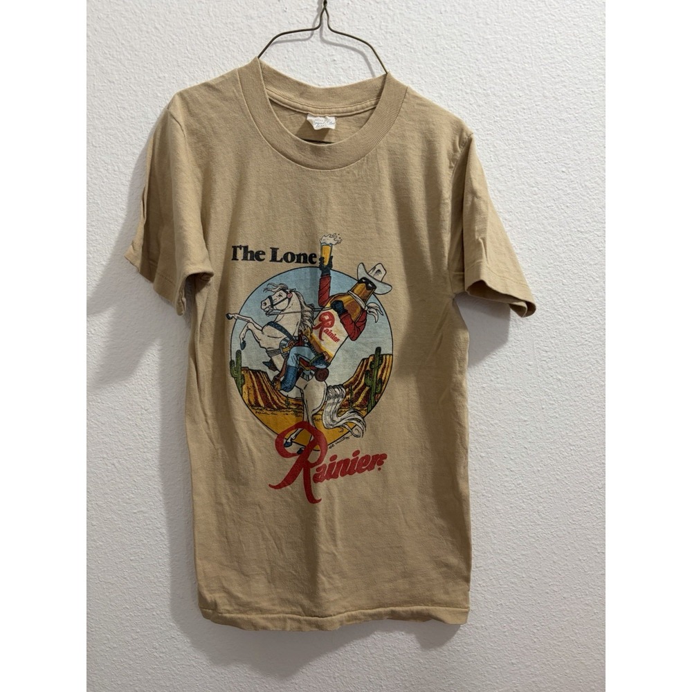 Vintage 80s The Lone Rainier Brewing Lone Ranger Shirt Womens Small Cowboy RARE!